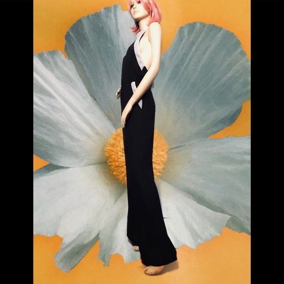 Pants - Black/Silver Halter Jumpsuit / size (M) NEW!!